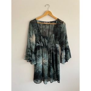 Capacity babydoll sheer bell sleeve dyed blouse | size medium